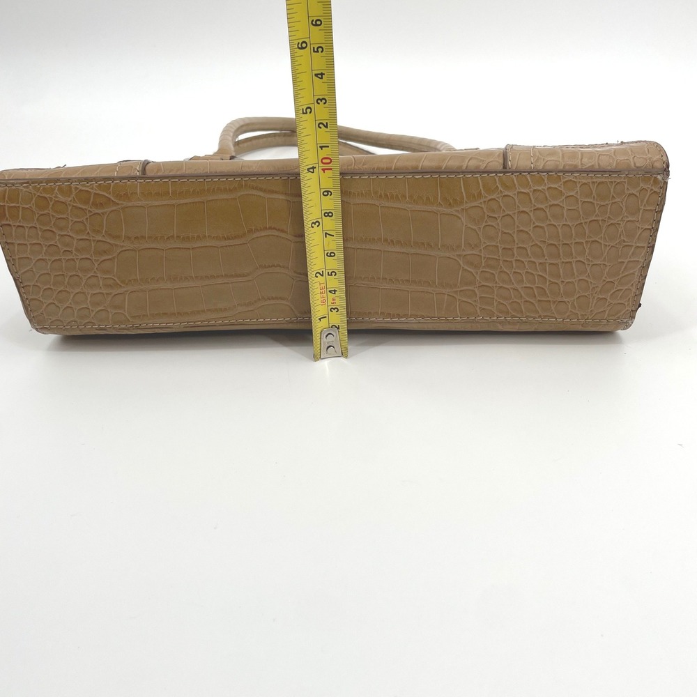 VTG Tommy Hilfiger Shoulder Bag Womens Medium Tan Faux Leather Croc Embossed Y2K - Picture 3 of 13